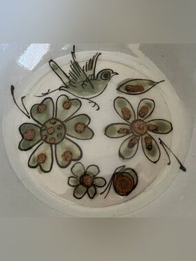 Vintage Tonala Mexico Ken Edward’s Signed Bowl Birds Floral